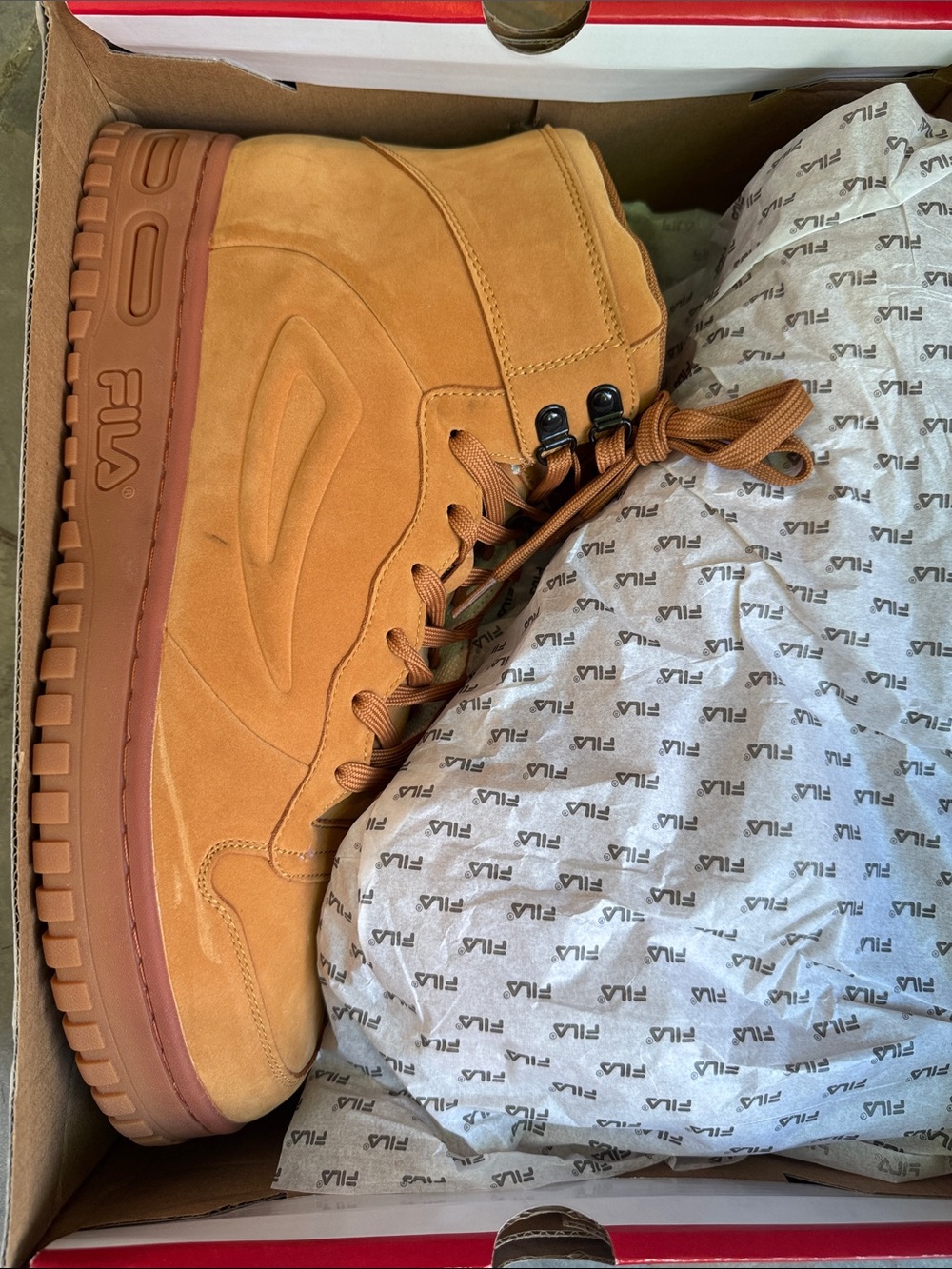 FILA Wheat Suede High-Top Boot in Tan